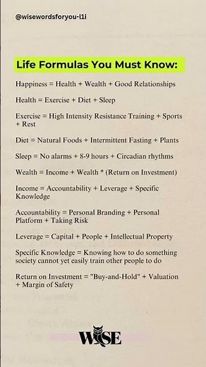 Life Formulas You Must Know | Powerful Rules for Happiness, Health & Wealth #motivation #wisewords