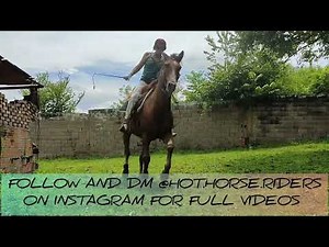 Cruel horse riding by woman