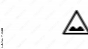 Animation set, rough road sign. Animations: transparency, zooms, transition top to down, transition left to right, slide up to down, slide left to right