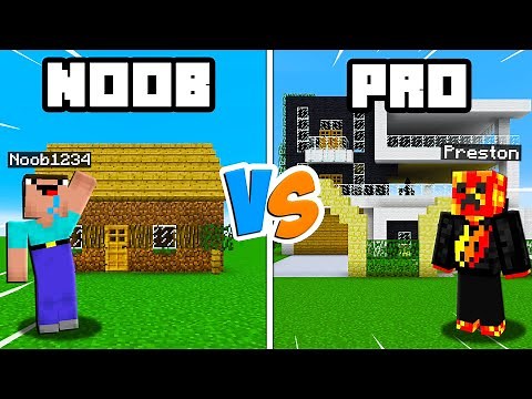 Noob Vs Pro House Battle! ( Preston Minecraft)