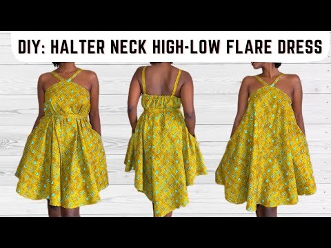 How to Sew a Halter Neck Flare Dress with Pockets & Belt | Easy Circle Dress Tutorial