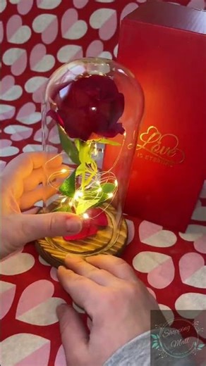 Rose Flowers with 40 LED Lights Rose in Glass #ad #Amazon #valentinesday #roseflower #fyp #viral
