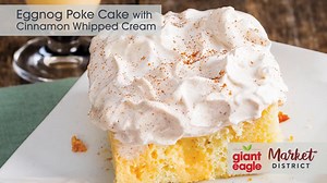 Eggnog and decadent desserts are two of the culinary staples of the holiday season. Why not combine them? In this eggnog poke cake recipe, you can do just that. Find the full recipe here: https://bit.ly/3I1vFLH | Giant Eagle