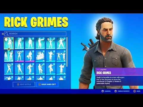 Rick Grimes Fortnite Skin Showcase With Best Dances & Emotes!