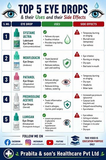 ‼️Top 5 Eye drops‼️#systaneultra #maxifloxacin #patanol #prednisolone #lumigan #viral