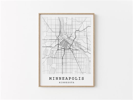 Minneapolis Wall Art: Minimalist City Map, Minnesota Street Grid Print, Modern Urban Decor, River City Map (digital Download) - Etsy