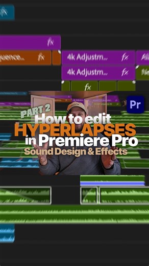 Travis Denny | Freelance Videographer & Editor 🎥💻 on Instagram: "SFX and Overlay tutorial in Premiere Pro. This is a Part 2 to my Hyperlapse tutorial video. Full part 2 SFX tutorial is on YouTube. If you want to watch my full process of choosing sounds and where I get them from, watch the full video on YouTube. #premierepro #editingtutorial #sounddesign"