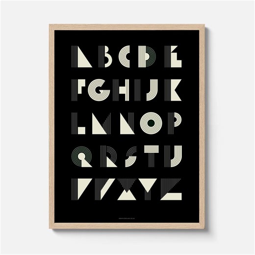 Art Deco Alphabet Wall Art | Geometric Typography Poster | Home Office Gift for Him - Etsy