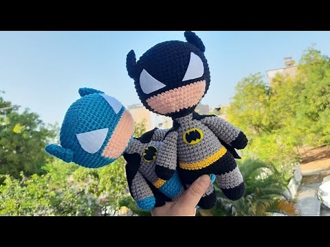 BATMAN AMIGURUMI CROCHET - HOW TO KNIT HEAD, EYES AND CAPE