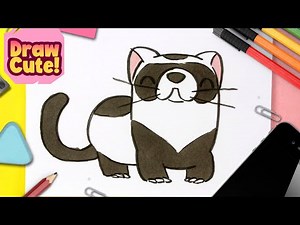How to draw a cute ferret 💖 easy drawings 💖 How to draw cute animals