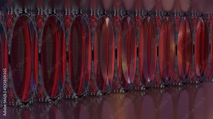 Alien life support chamber, extraterrestrial reproduction in space escape from a dying planet. 3d looping infinite alien space pods. Genetically engineered future in space.