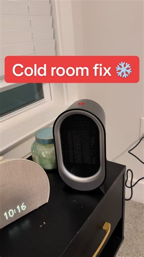My room is always freezing and this is the only thing that actually helps. I refuse to turn my heat up all the way. This little heater stays on my nightstand all winter. #spaceheater #miniheater #wintermusthave #cozyroom