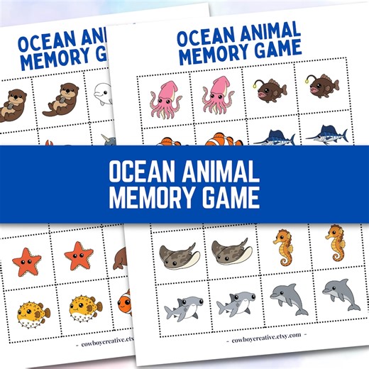 Ocean Animals Memory Matching Game | Preschool Printable | Quiet Time Activity | Digital Download - Etsy Australia