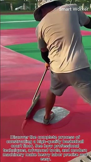 Basketball Court Flooring Installation Process #worker #process #construction #flooring #basketball