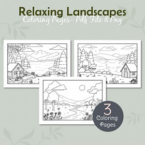 Landscapes Coloring Pages, Cozy Printable Pages for Relaxation (digital Download) - Etsy