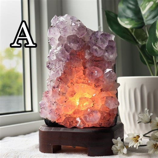 Amethyst Crystal Lamp, Dimmable Purple Home Decor, Ethically Sourced - Etsy