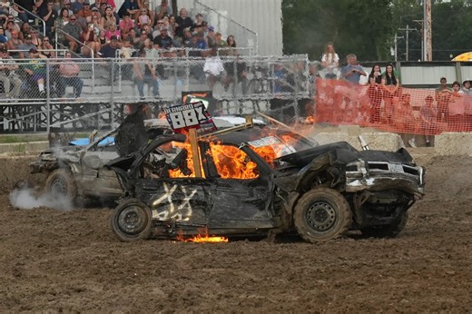 Derby car bursts into flames with driver inside at Becker County Fair
