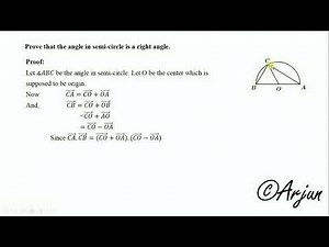 Vector Theorem 10: Prove that the angle in semi-circle is a right angle.