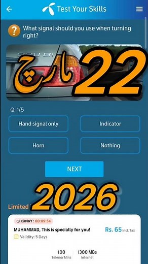 What signal should you use when turning right? | My Telenor Today Questions | Telenor Questions
