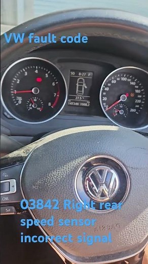 03842 VW fault code, right rear wheel speed sensor incorrect signal #audi #vw #faultcode