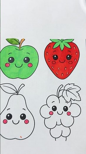 Cute Colorful Fruits 🍓 fruits #cute #kawaii #sweet #drawing #art #foodart #viral #fyp #shorts