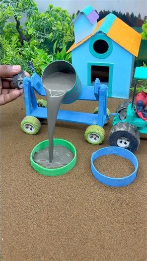 😱 Real Working Mini Tractor Making Cement Pillar | Amazing DIY Construction Machine 🚜#shorts