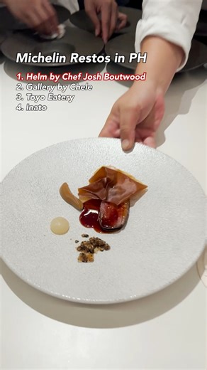 Rating Michelin Star Restaurants in the Philippines! Fill video here: https://www.youtube.com/watch?v=XRNCJ6Kz5iU&t 1. Helm by Chef Josh Boutwood ⭐️⭐️ 2. Gallery by Chele ⭐️ 3. Toyo Eatery ⭐️ 4. Inato ⭐️ #michelinguide #michelinguideph #Pinoyfoodie #foodreview #foodporn | Geoffreview.com