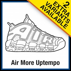 Nike Air More Uptempo Sneaker Coloring Pages - Created by KicksArt