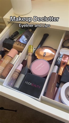 Makeup Declutter Process: Eyeliners and Lip Products
