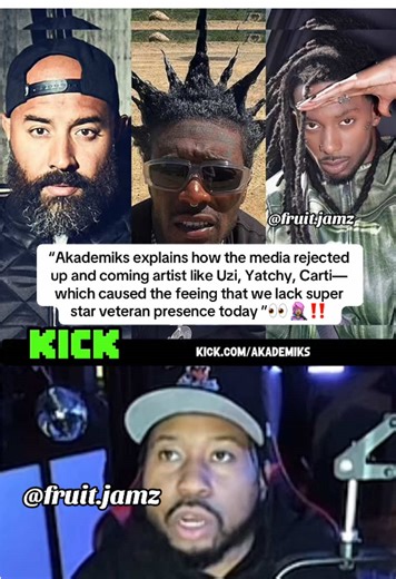 Akademiks explains how the media rejected the up and coming artist like Lil Uzi, Playboi Carti, lil Yachty, Kodak Black, during the 2016 wave— which is caused the feeling we lack veteran superstar presence in rap today. He also reveals Carti’s first idea for 00p1um was with Yungbans #liluzi #playboicarti #ebro #akademiks #fyp