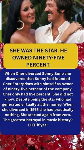 Cher Discovered When Divorcing That Sonny Had Left Her Only 5% of Her Own Company😢