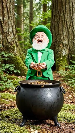 Jolly Leprechaun Laughing at his Gold..