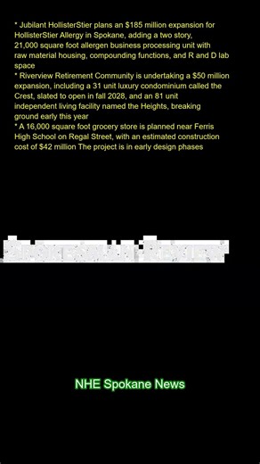 Jubilant HollisterStier plans an $18.5 million expansion for HollisterStier Allergy in Spokane, addi