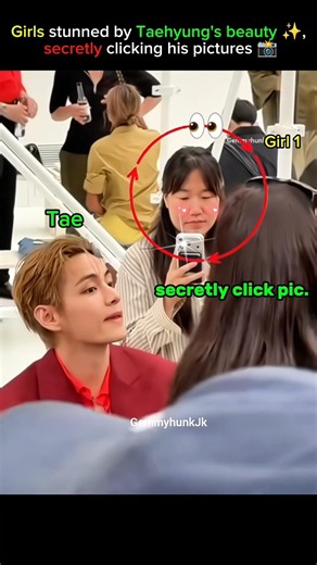 Girls stunned by Tae's beauty,secretly click his pictures 📸🤩