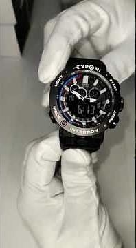 EXPONI Original Sports Watch- Digital & Analogue - Choronograph- Black&White