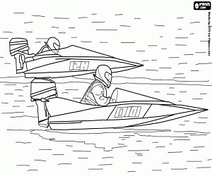 Speedboat racing, a motorsport coloring page printable game
