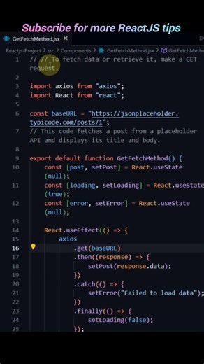How to fetch get request using ReactJS with axios #reactjs #technicalinterview #freshers #reactjobs