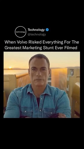 Technology on Instagram: "The Most Precise Stunt Ever Used to Sell a Truck. To demonstrate the unmatched balance and control of Volvo’s Dynamic Steering system, they brought in action legend Jean-Claude Van Damme—and placed him standing atop two trucks… in reverse. As the trucks slowly backed up in perfect synchronization, Van Damme performed his iconic full split between them—showcasing the system’s precision in the most dramatic way possible. This wasn’t about danger. It was about engineering.