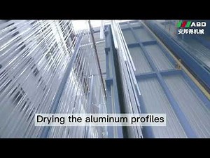 Vertical spray painting production line for aluminum profiles