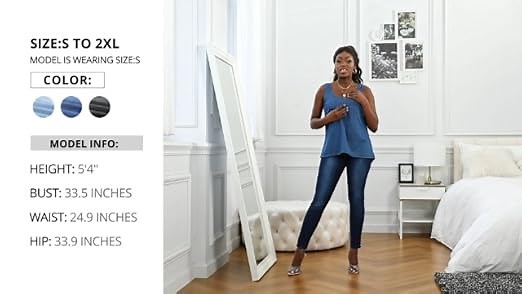 Sidefeel Womens Casual Scoop Neck Denim Tank Tops Sleeveless Loose Fit Shirts Medium Blue