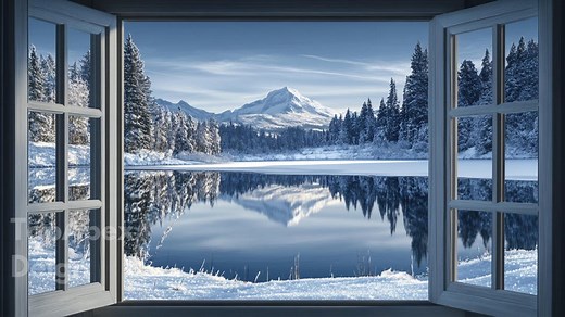 Winter Wonderland Zoom Background, Open Window Scene Visual Background, Winter Theme for Zoom Meeting, Mountain View, Teams Meetings - Etsy
