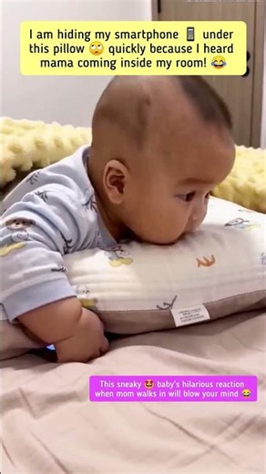 Cute little baby hides smartphone and pretends to sleep when mother arrives! 🥰