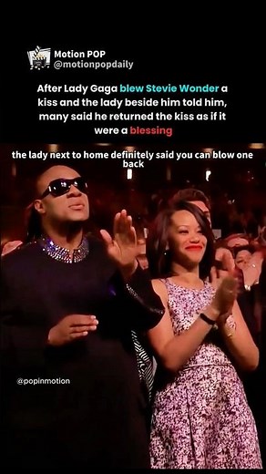 lady gaga blew stevie wonder a kiss and he sent one right back #ladygaga