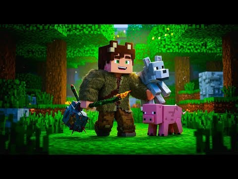Minecraft Jungle Adventure: Boy & Wolf Cub Hunt Pigs in a Realistic Forest! ( 3D Animation)