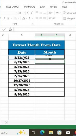 Extract MONTH from Date in Excel
