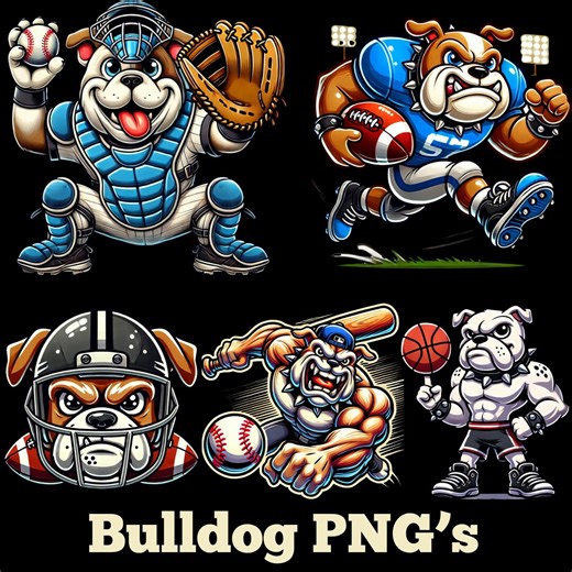 Cartoon Bulldog Sports PNG Bundle, Christmas Clipart (digital Download) - Etsy