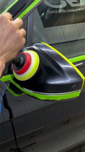 Car mirror polishing techniques. #shorts