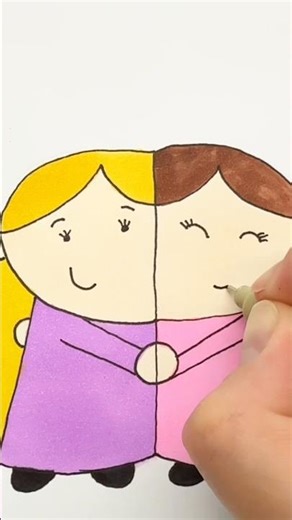 How to Draw Cute Girls Best Friends 👧👧 Easy Drawing for Kids