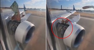 Shocking footage shows plane's engine fall apart mid-flight