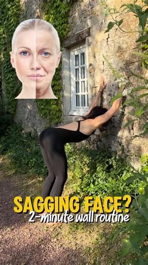 Sagging face? Start with your chest. 2-minute wall routine. #posture #lymph #mobility #neck